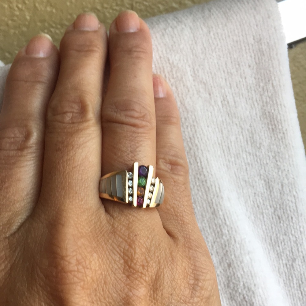 Exquisite diamond mother of pearl ring - Picture 3 of 5